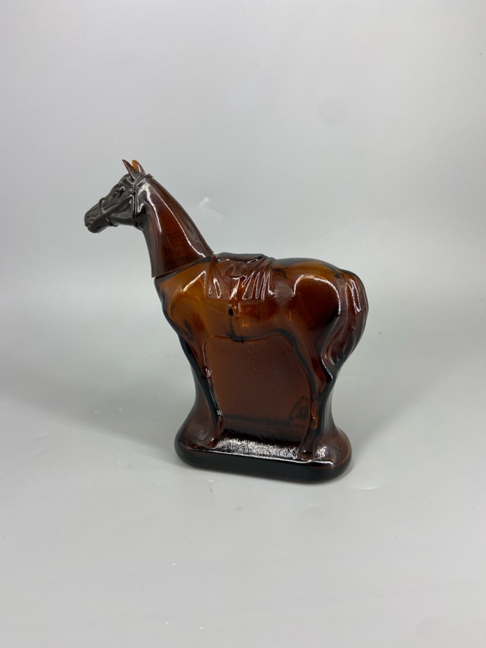 Vintage Amber Glass Horse Figurine Avon Decanter Equine Decor 1970’s